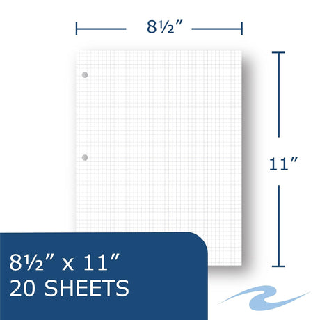 Roaring Spring Paper 5x5 Graph Ruled Filler Paper - 8.5" x 11", 20 Sheets-070972200913-LR-324454-2-LR eShop