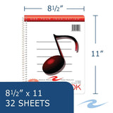 Roaring Spring Paper Wire Bound Notebook, 11" x 8.5" - 12 Staves of Music Lines, 32 sheets-070972150096-LR-324453-3-LR eShop
