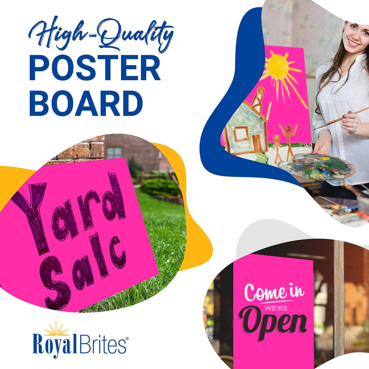 Royal Brites Fluorescent Pink Poster Board, 22" x 28"-071064233055-LR-327074-3-LR eShop