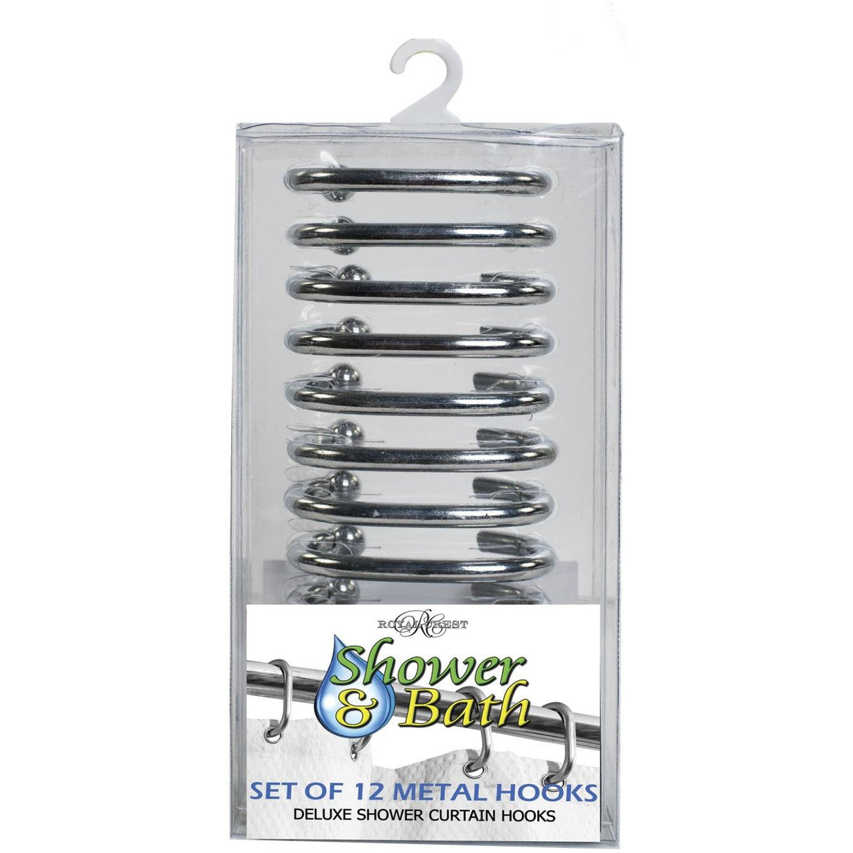 Royal Crest C-Shape Shower Curtain Rings - Metal, 12 count-748209011303-LR-320011-1-LR eShop