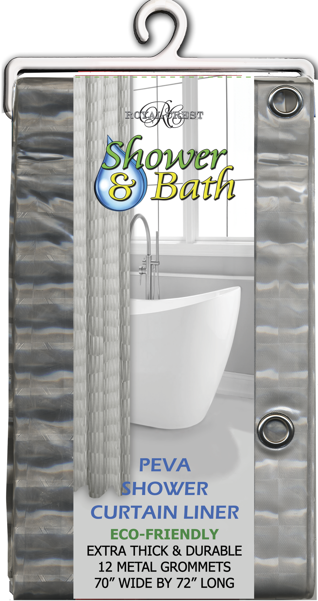 Royal Crest Peva 3D Shower Curtain Liner - Smoke-748209093095-LR-324867-1-LR eShop