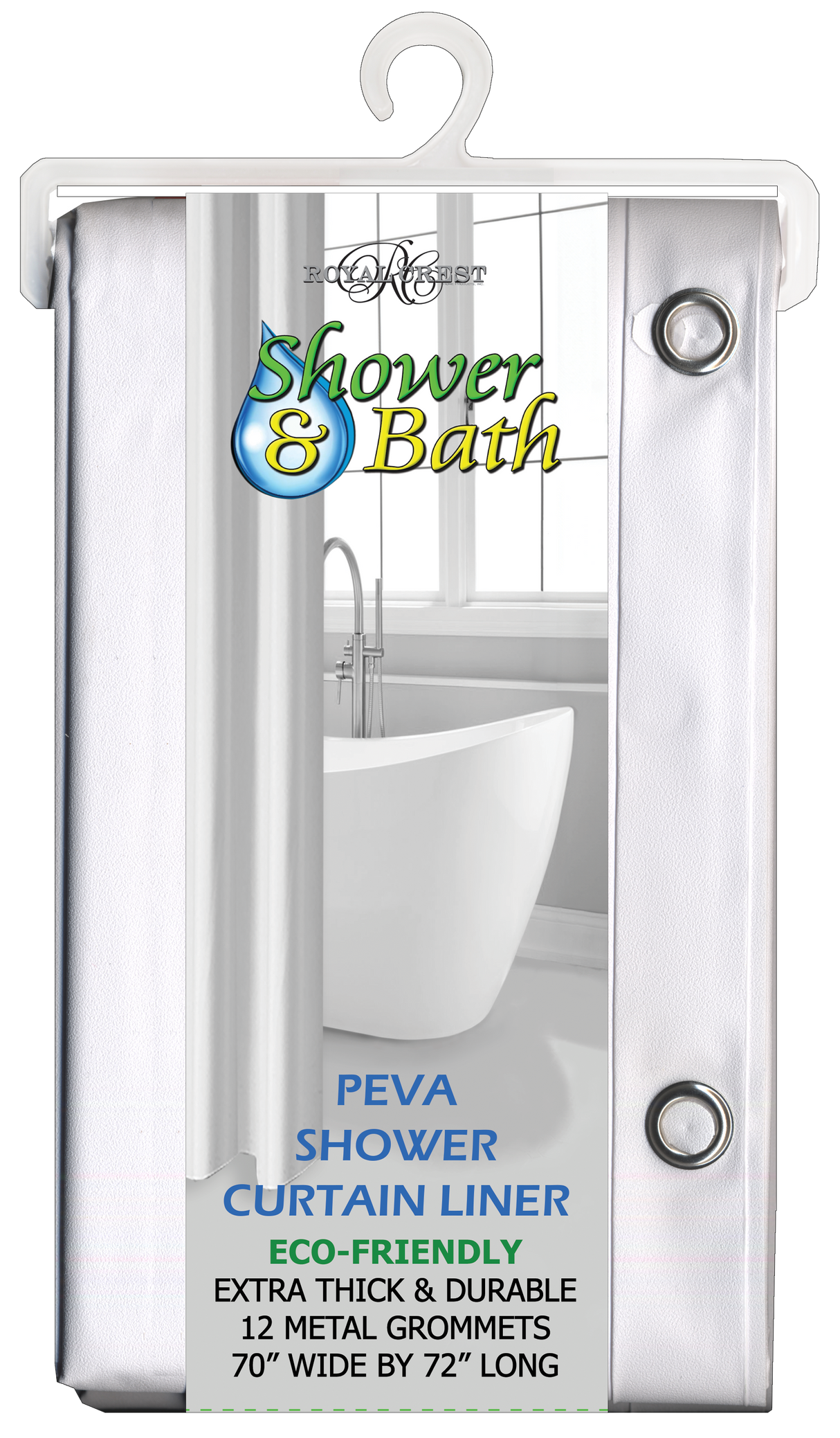 Royal Crest Peva 3D Shower Curtain Liner - White-748209096102-LR-320007-1-LR eShop