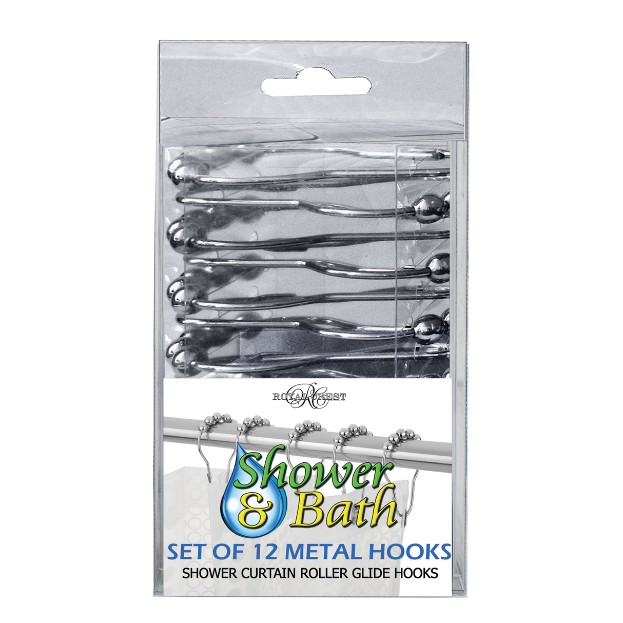 Royal Crest Shower Curtain Rings - Metal, 12 count-748209011297-LR-292418-1-LR eShop