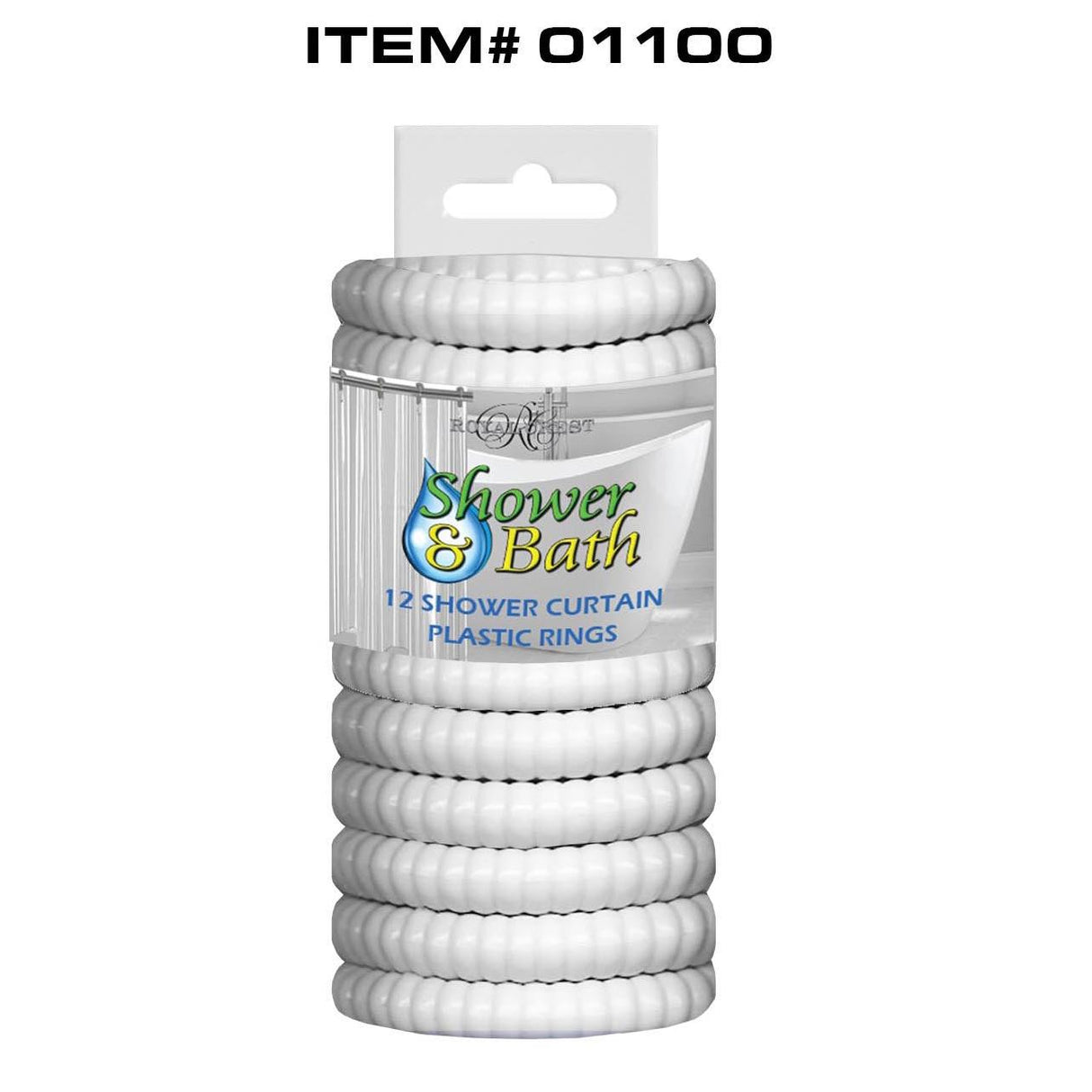 Royal Crest Shower Curtain Rings - White, 12 count-748209011006-LR-230229-1-LR eShop