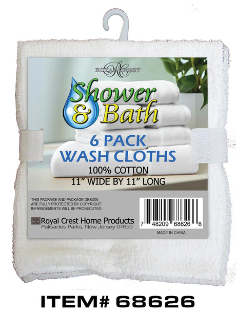 Royal Crest Wash Cloths - White, 6 count-748209686266-LR-342322-1-LR eShop