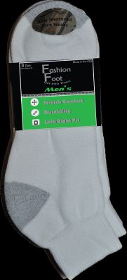 Russel Fashion Foot - Men's Quarter Socks White with Grey Heel and Toe, 3 pack-032742320337-LR-185852-1-LR eShop