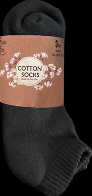 Russell Fashion Foot Women's Cotton Quarter Length Sock - Black, 3 pairs-032742863209-LR-353683-1-LR eShop