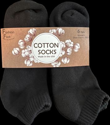 Russell Fashion Foot Women's Cotton Quarter Length Sock - Black, 6 pairs-032742861830-LR-353673-1-LR eShop