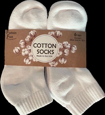 Russell Fashion Foot Women's Cotton Quarter Length Sock - White, 6 pairs-032742861823-LR-353672-1-LR eShop
