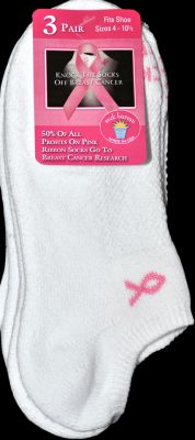 Russell Fashion Foot Women's White and Pink Ribbon Low Cut Socks - 3 pack-032742862288-LR-185922-1-LR eShop