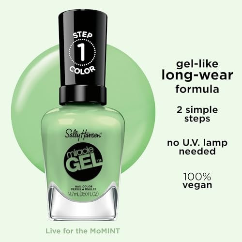 Sally Hansen Miracle Gel, MoMint, Long Lasting, Gel-Like Formula, No UV Lamp Needed, Green Nail Polish-3616306164154-LR-356415-4-LR eShop