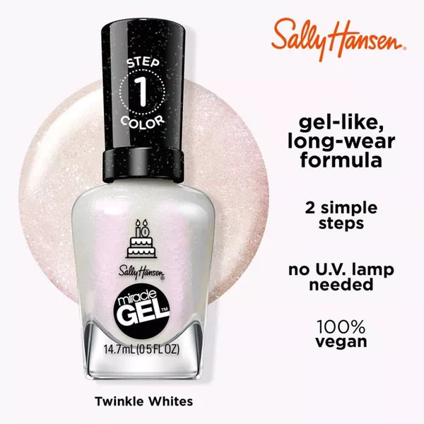 Sally Hansen Miracle Gel Nail Polish, One Gel of a Party Collection - Twinkle Whites-3616305141163-LR-351790-5-LR eShop