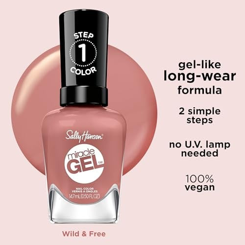 Sally Hansen Miracle Gel, Wild & Free, Long Lasting, Gel-Like Formula, No UV Lamp Needed, Pink Nail Polish-3616306164093-LR-357286-4-LR eShop