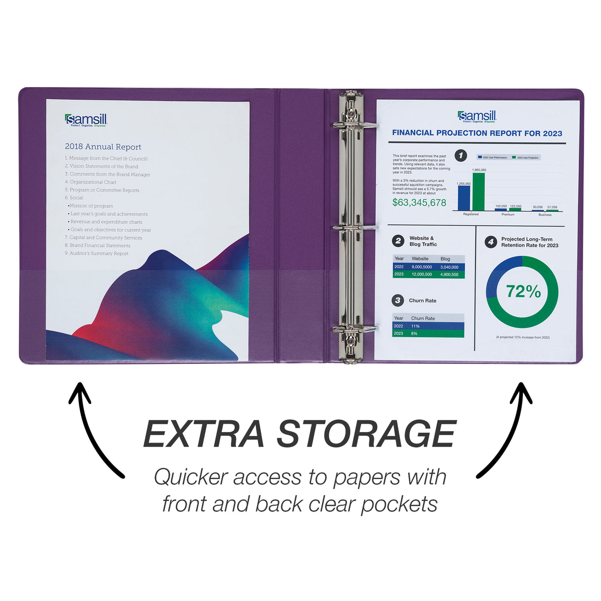 samsill Durable View Binder - Assorted Fashion Colors, 1.5"-050362364593-LR-348695-3-LR eShop