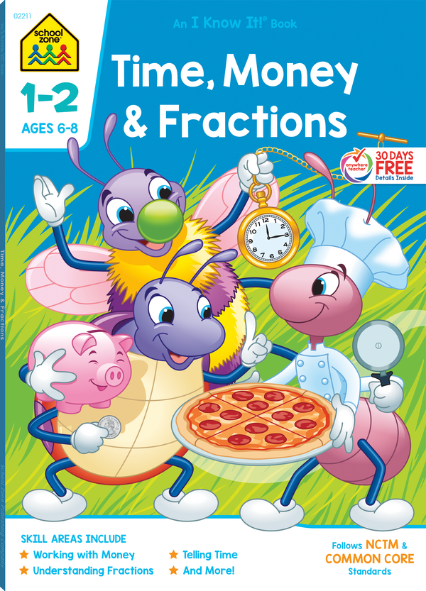 School Zone Time, Money & Fractions Grades 1-2 Workbook-076645022110-LR-232939-1-LR eShop