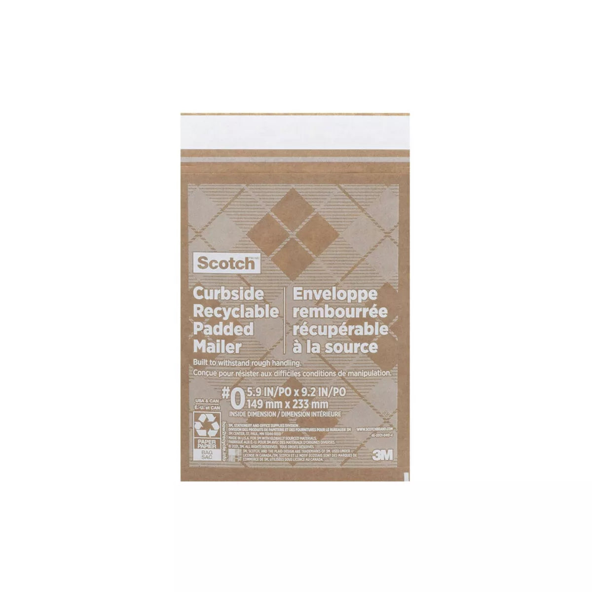 Scotch Curbside Recyclable Mailer, Tan - Size 0, 5.9" x 9.2"-068060462435-LR-349397-1-LR eShop