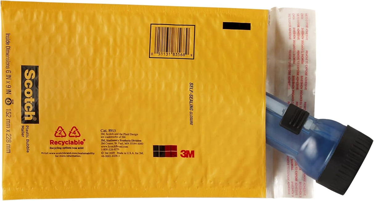 Scotch Plastic Bubble Mailer, 4 count Yellow - Size 5, 10.5" x 15.25"-051131863019-LR-357360-5-LR eShop