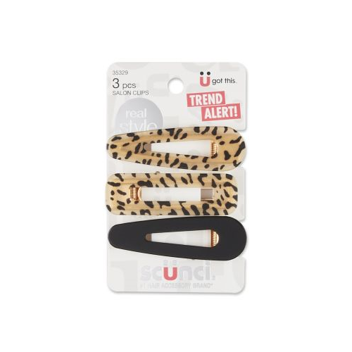 Scunci Acrylic Salon Clips Oval Animal, Rect Animal, Oval Solid Black, 3pk-043194353293-LR-344361-1-LR eShop