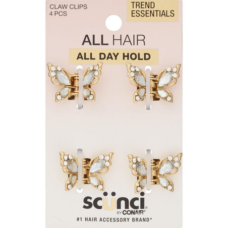 scünci All Day Hold Butterfly Claw Clips - Gold, 4 count-043194113330-LR-359255-1-LR eShop