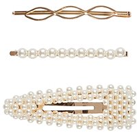 scünci All Day Hold Decorative Barrettes - Gold with Pearls, 3 count-043194350223-LR-339158-2-LR eShop
