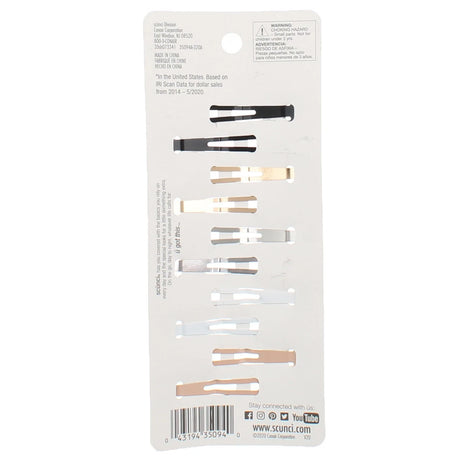 scünci Assorted Snap Clip Barrettes - Assorted Solids and Prints, 10 count-043194350940-LR-345416-2-LR eShop