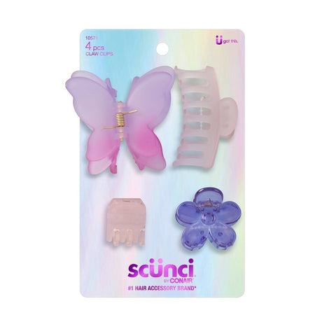 scünci Assorted Styled Claw Clips - Pinks and Purples, 4 count-043194105717-LR-360876-1-LR eShop