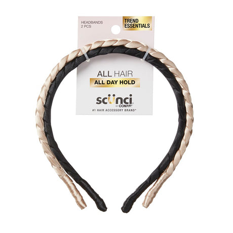scünci Braided Satin Headbands, 2 pack - Black and Gold-043194601653-LR-351231-1-LR eShop
