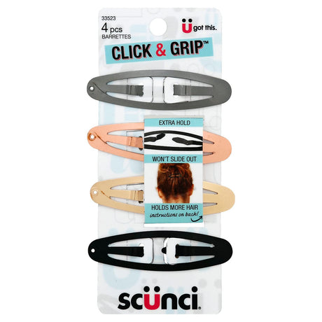 scünci Click & Grip Large Snap Barrettes, 4 count-043194335237-LR-335065-1-LR eShop