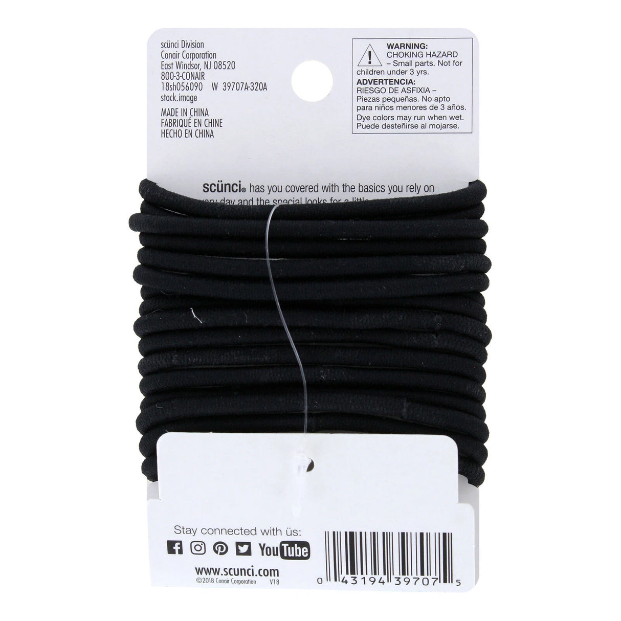 scünci Color Match No-Damage Comfy Hold Hair Elastics - Black, 16 count-043194397075-LR-274401-2-LR eShop