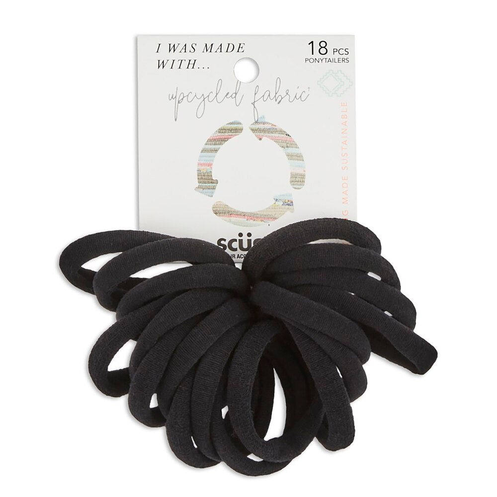 scünci Consciously Minded Recycled Nylon Ponytailers - Black, 18 count-043194358175-LR-364137-1-LR eShop