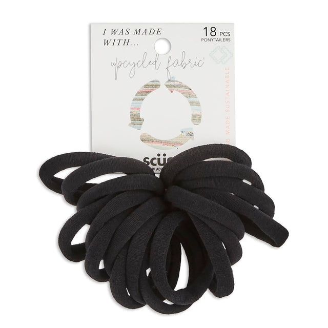 scünci Consciously Minded Recycled Nylon Ponytailers - Black, 18 count-043194358175-LR-364137-1-LR eShop