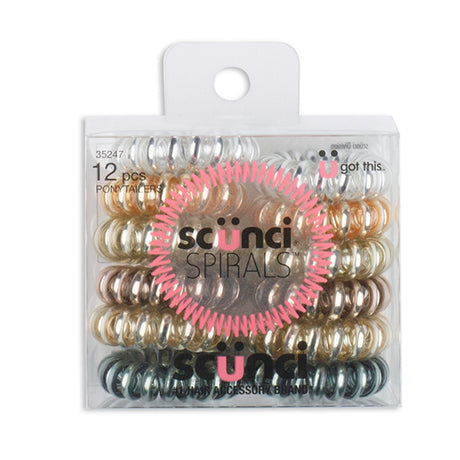 scünci Dent-Free Spiral Ponytailers in Acetate Box - Assorted Metallic, 12 count-043194352470-LR-348444-1-LR eShop