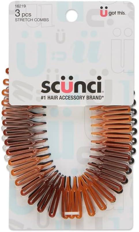 scünci Effortless Beauty Stretch Hair Combs - Assorted Neutrals, 3 count-043194162192-LR-165037-1-LR eShop
