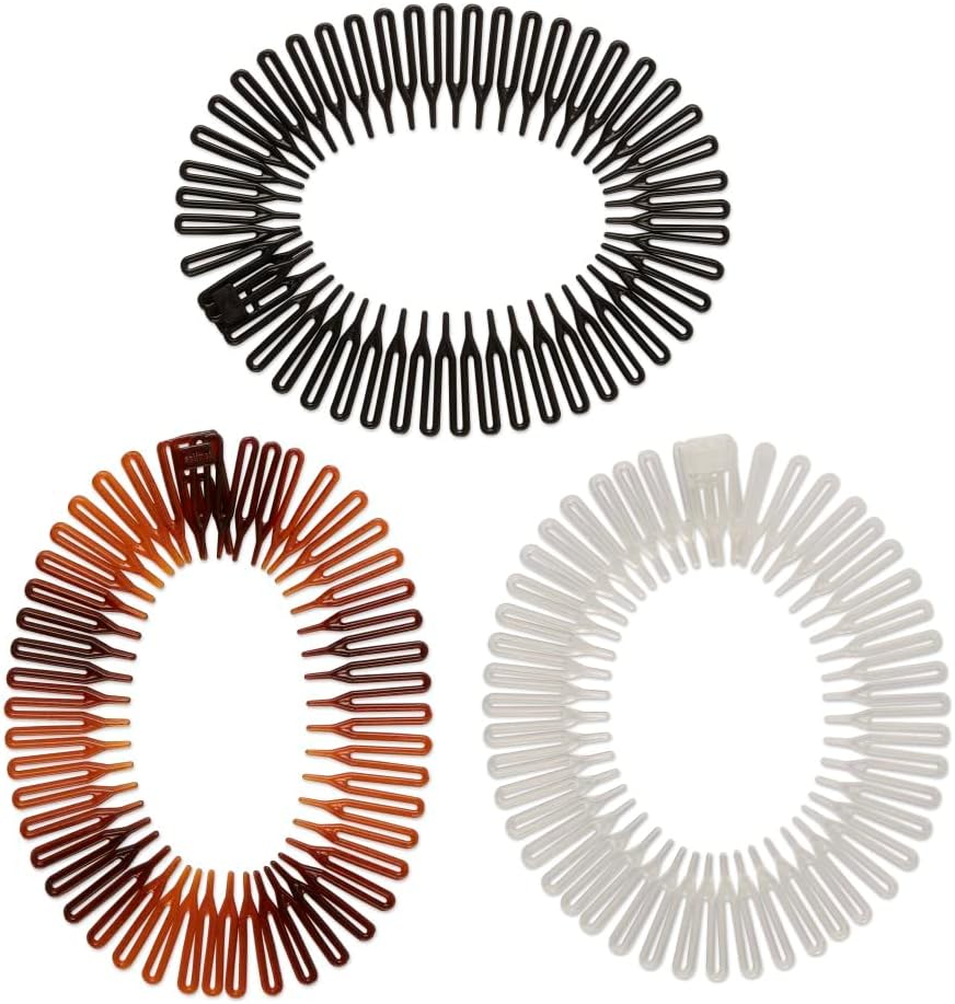 scünci Effortless Beauty Stretch Hair Combs - Assorted Neutrals, 3 count-043194162192-LR-165037-2-LR eShop