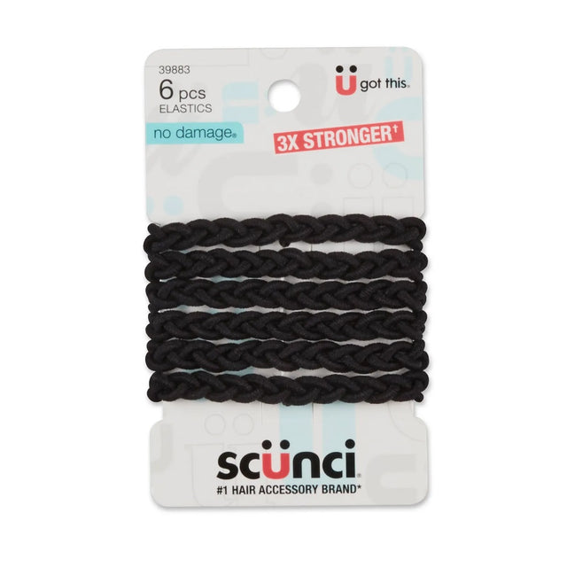 scünci Everday & Active No Damage Hair Strand Elastics - Black, 6 count-043194398836-LR-273985-1-LR eShop