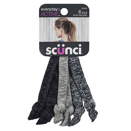 scünci Everyday & Active Soft Knotted Hair Ponytailers - Black and Grays, 6 count-043194334650-LR-337462-1-LR eShop