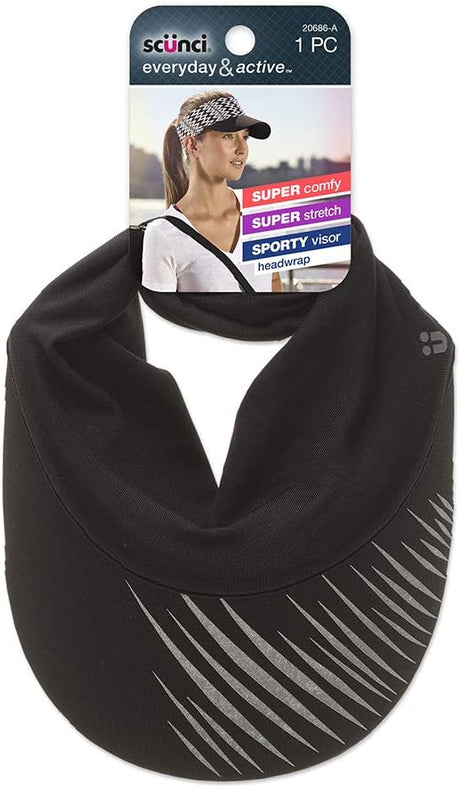 scünci Everyday & Active Sporty Visor Headwrap - One Size, Black-043194206865-LR-302042-1-LR eShop