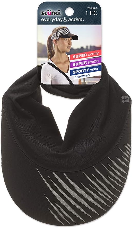 scünci Everyday & Active Sporty Visor Headwrap - One Size, Black-043194206865-LR-302042-1-LR eShop