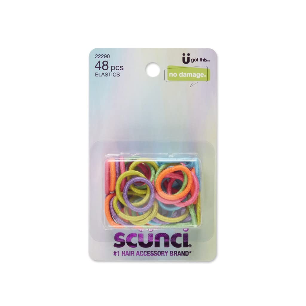 scünci Girl No Damage Hair Elastics Polybands - Assorted Colors, 48 count-043194222902-LR-192234-1-LR eShop