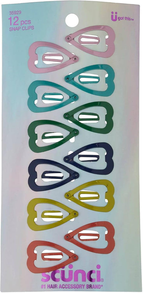 scünci Heart Hair Snap Clips - Assorted Colors, 12 count-043194359295-LR-365115-1-LR eShop