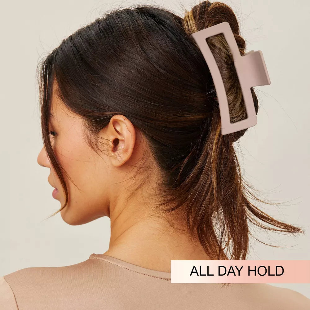 scünci Large Open Rectangle Claw Clip For Thick Hair - Matte Blush-043194601479-LR-354158-4-LR eShop