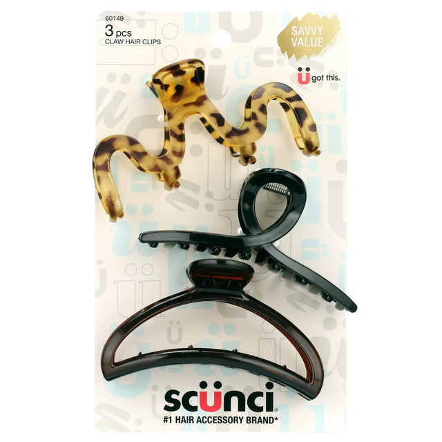 scünci Matte Mixed Shape Claw Clips, 3 count-043194601493-LR-350156-1-LR eShop