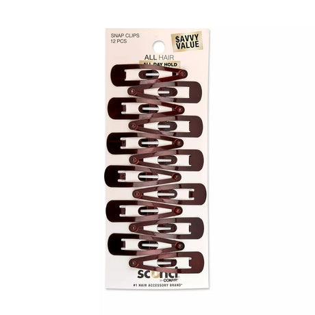 scünci Metal Snap Clip Barettes - Brown, 12 count-043194169993-LR-157066-1-LR eShop