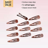 scünci Metal Snap Clip Barettes - Brown, 12 count-043194169993-LR-157066-5-LR eShop