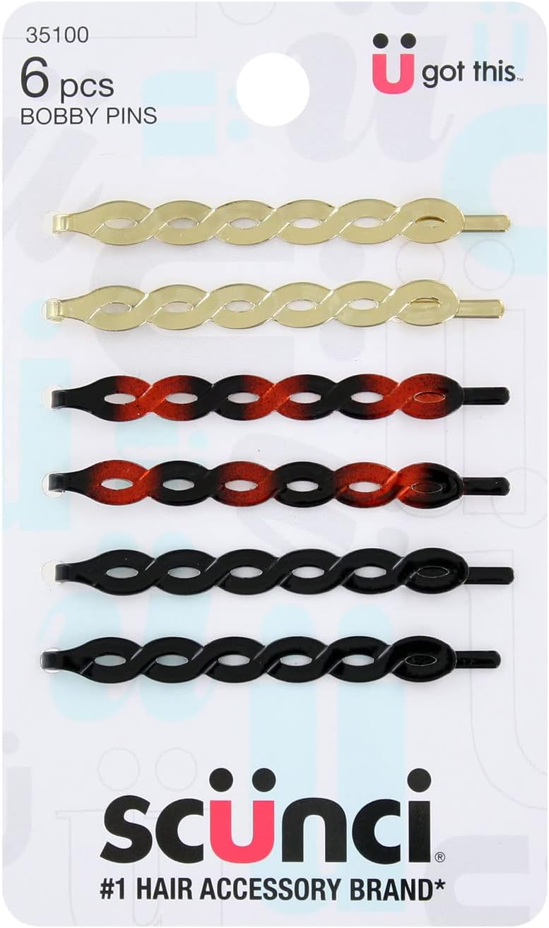 scünci Metallic Oval Link Bobby Pins - Assorted Colors, 6 count-043194351008-LR-348441-1-LR eShop