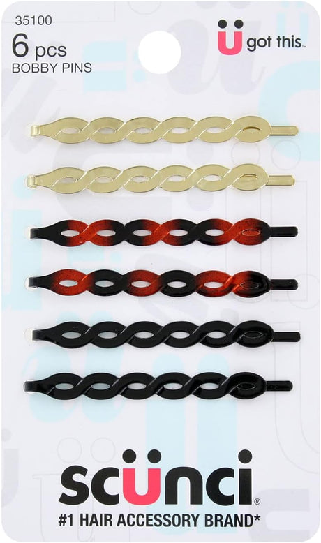 scünci Metallic Oval Link Bobby Pins - Assorted Colors, 6 count-043194351008-LR-348441-1-LR eShop