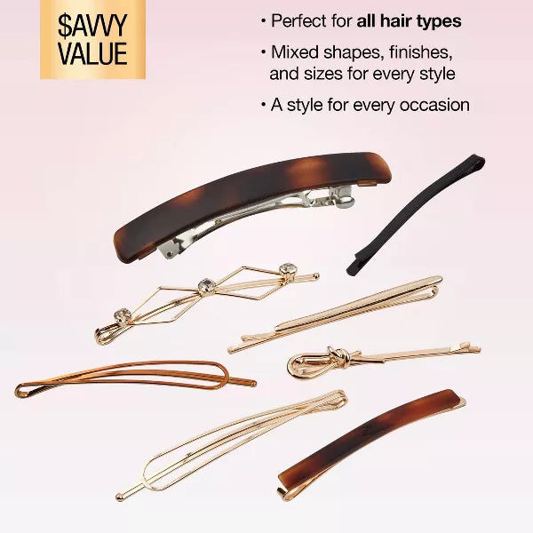 scünci Mixed Fashion Pins & Barrettes - Assorted, 8 count-043194103980-LR-359253-5-LR eShop
