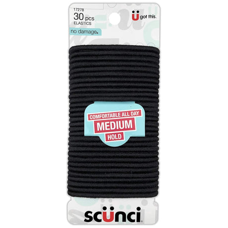 scünci No-Damage All Day Hold Hair Elastics - Black, 30 count-043194172788-LR-192254-1-LR eShop