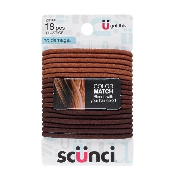 scünci No Damage Color Match Hair Elastics - Brunette, 18 count-043194201082-LR-292038-1-LR eShop
