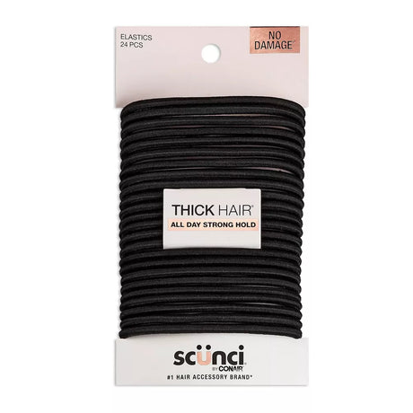 scünci No Damage Elastic Hair Ties - Black, 24 count-043194178292-LR-204211-1-LR eShop